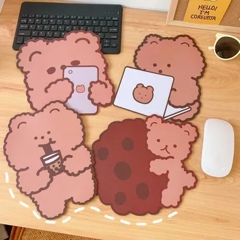 

1 Pcs Cute Chocolates Bear Irregular Rubber Computer Mouse Pads Laptop Gaming Mouse Mat Korean Stationery Holder Gifts