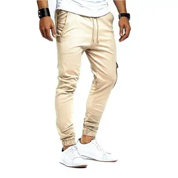 

Pants Men Pencil Pants Slender Pants Multi-Pockets Drawstring Sweatpants Elastic Trousers Cargo Pants