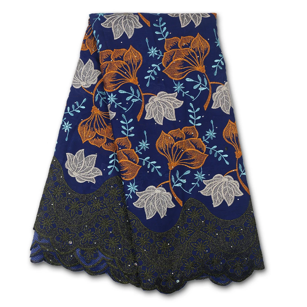 

African French Dry Lace Fabric Swiss Voile Lace Fabric 2020 High Quality Cotton Lace Embroidered For Wedding Sewing YA3639B-5