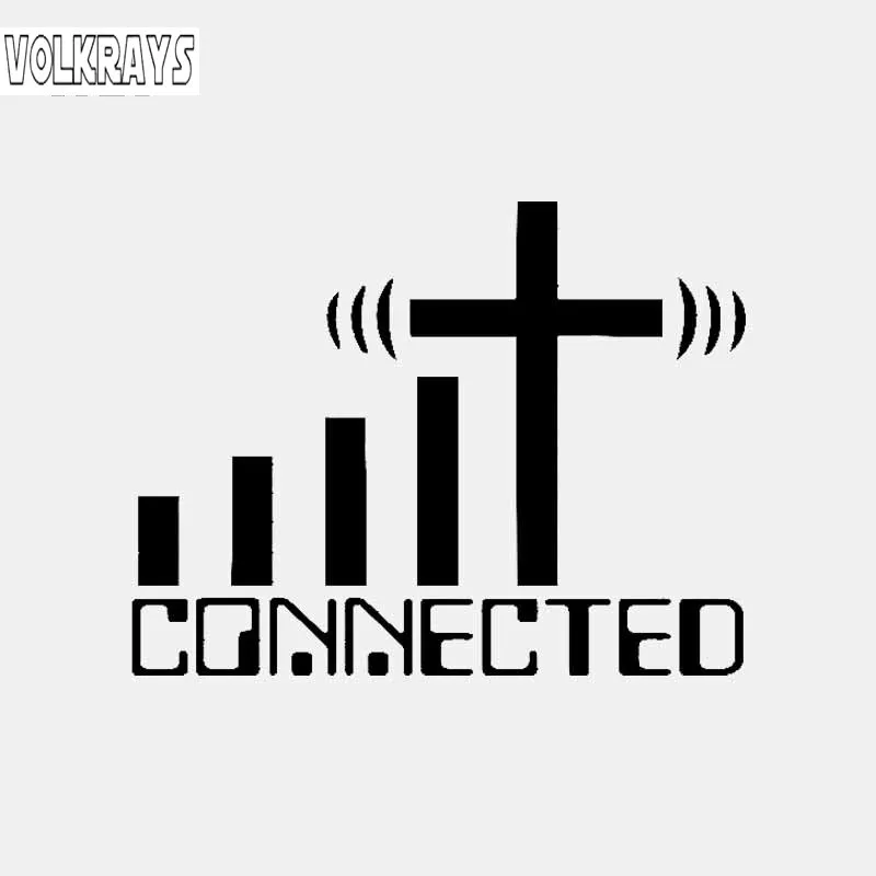 Volkrays Personality Car Sticker Connected Cross WiFi Christian Accessories Reflective Vinyl Decal Black/Silver 10cm*14cm | Автомобили и