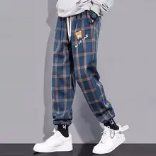 

Retro Plaid Pants Male Draping Straight Grid Pants Hip Hop Women Couple Checkered Trousers Loose Casual Drawstring Sports Pants