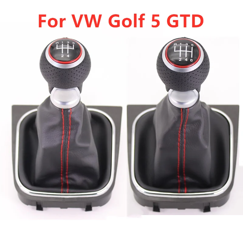 

For VW Golf 5 MK5 R32 GTD GTI 2004 2005 2006 2007 2008 2009 Car 5 6 Speed Car Gear Stick Level Shift Knob Leather Boot Accessory