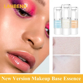 

LANBENA Makeup Base Essence Face Primer Serum 24K Gold Hyaluronic Acid VC Concealer Moisturizing Pore Brighten Skin Shrink Pores