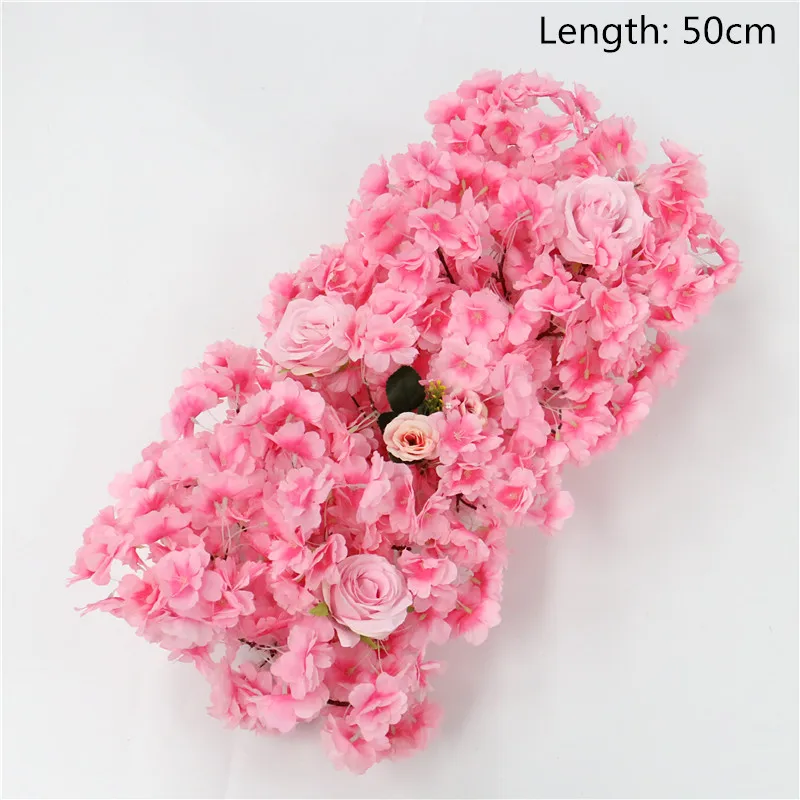 Deep pink 50cm Романтический свадебный цветок вишни Арка ряд цветов Искусственный шелк цветок домашний отель обеденный стол цветок шар Рождественское украшение - Цвет: Deep pink 50cm
