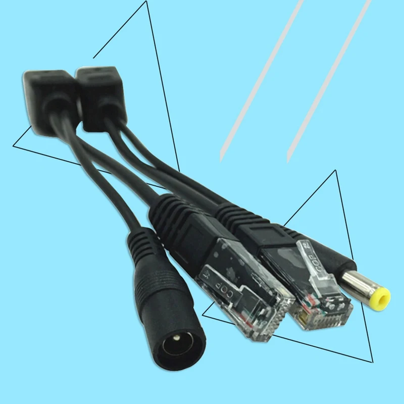 1 пара кабель адаптер POE RJ45 Сплиттер Комплект экранированная лента пассивная мощность более 12-48 В синтезатор сепаратор Combiner черный