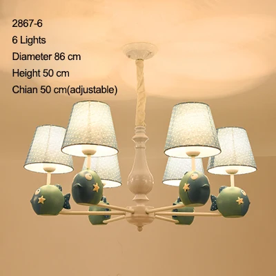 6 Lights Люстра для гостиной, освещение для детей, детская лампа, синяя хрустальная люстра для девочек - Цвет абажура: 6 Lights