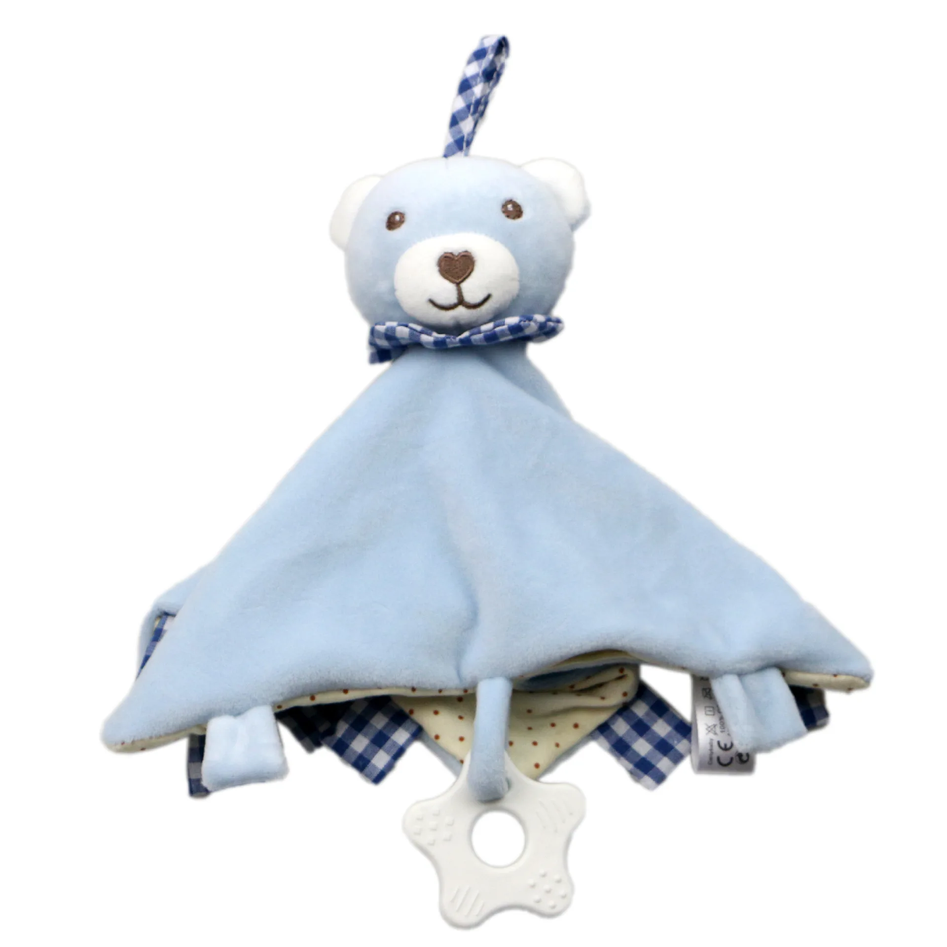 Детские погремушки, успокаивающее полотенце, детские куклы-кролики, комфортное полотенце с прорезывателем, прогулочная коляска, детские игрушки для 0-12 месяцев - Цвет: Blue bear-TH043