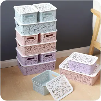 

Creative Plastic Desktop Hollow Storage Basket Underwear Storage Box Kitchen Organizer Clothes Toys Storage Container