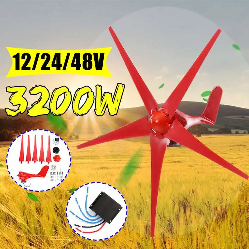 

3200W Wind Turbines Generator 12V/24V/48V 5 Blades Horizontal Wind Generator With Controller Windmill Energy Turbines Charge