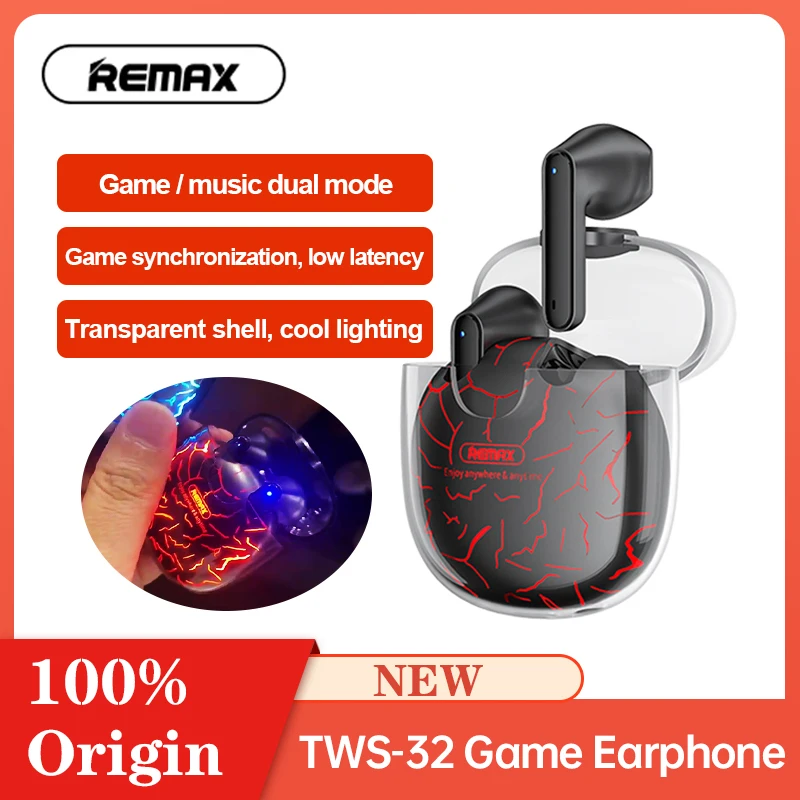 Игровая Bluetooth-гарнитура Remax TWS 32 Двухрежимная беспроводная со сверхнизкой