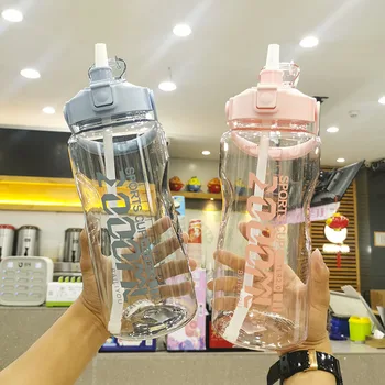 

new 1.5L 2L sport water bottle with straw Large-capacity water cup kids water bottle for school Bicycle Drinking Bottles