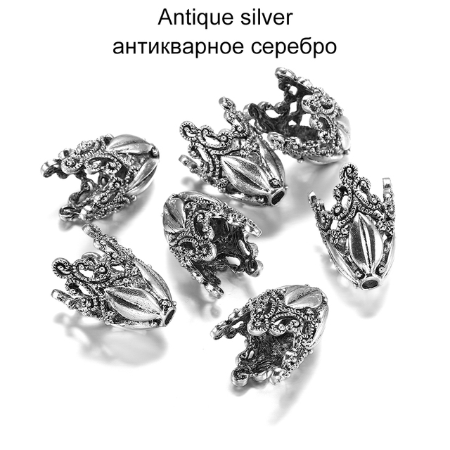 Pcs/set Gold Alloy Hollow Flower Beads Caps End Cap Connectors For Necklace Earrings DIY Jewelry Making Components Supplies