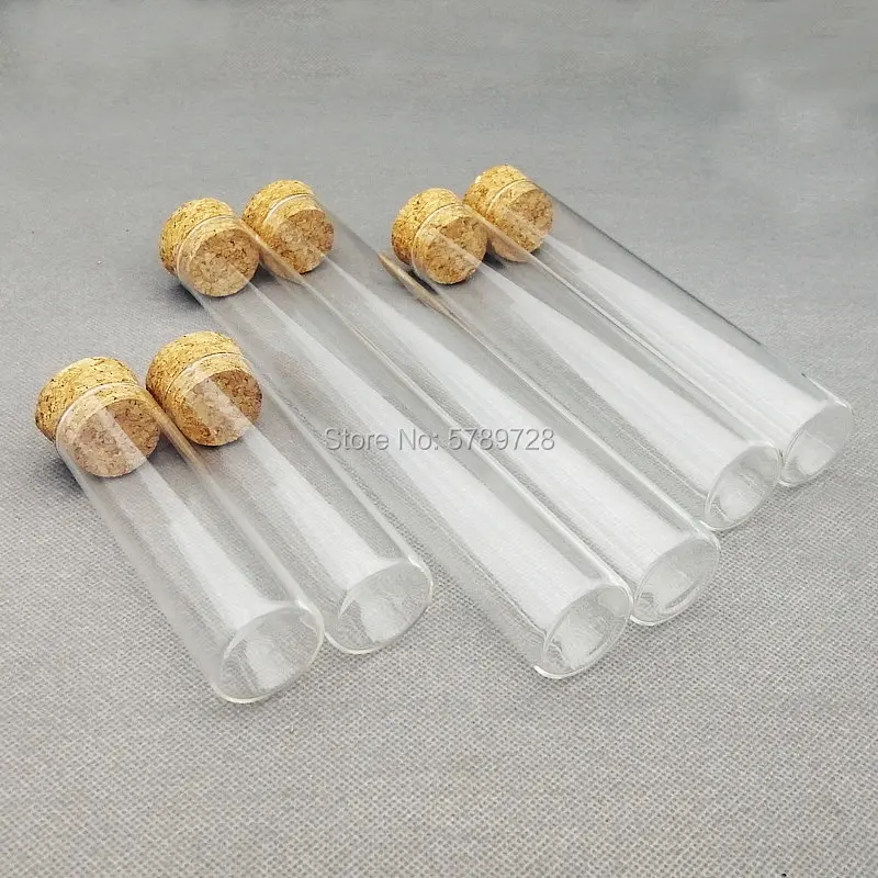 코르크 마개가 있는 평평한 바닥 유리 시험관, 실험실용 두꺼운 유리 반응 용기..