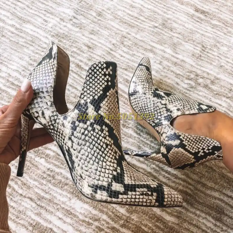 cut out snakeskin booties