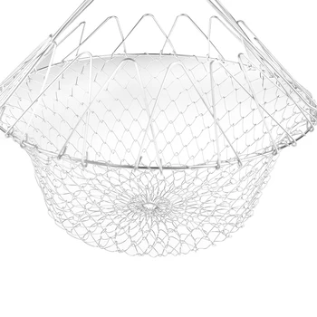 

Kitchen Stainless Steel Filter Oil Net Leaking Spoon French Fries Tools Drain Basket Household Leak Net Spoon Folding Filter