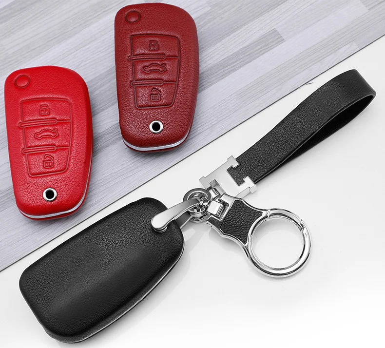 Leather Car Key Case Cover Shell Fob Bag For Audi A1 A3 A4 A6 8P 8V A4 B7 B6 B8 A5 A6 C5 C6 Q3 Q5 Q7 A7 A8 A4L Auto Accessories