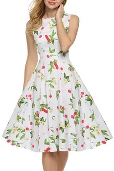 

BacklakeGirls Flower Printing Summer Women O Neck Short Cocktail Party Beach Dresses Sundress Sexy Robe De Plage Vestidos Coctel