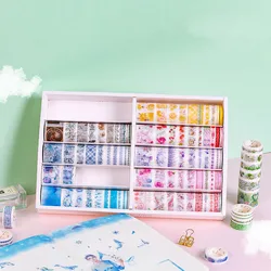 Ruban adhésif Washi décoratif, 100 pièces/ensemble, bande adhésive en papier, motif de fleurs mignonnes, papeterie pour Scrapbooking, cadeaux pour journal intime, DIY bricolage 