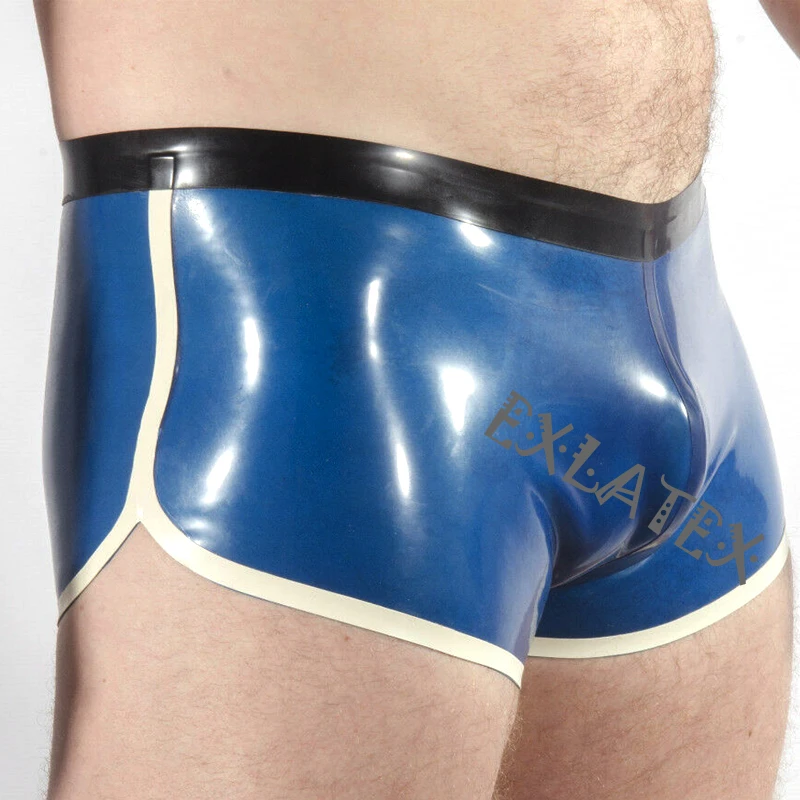 Bragas látex para hombre, ropa interior fetiche, pantalones cortos con cintura negra y borde blanco, bragas eróticas sexys|Calzoncillos| - AliExpress