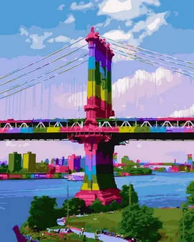 

Unframe diy picture oil painting by numbers paint by number for home decor canvas painting 5065cm colorful bridge