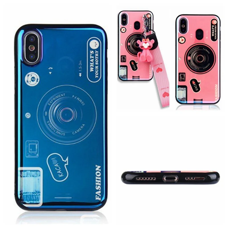 

Case for Huawei Honor 8 9 9i 10 Lite 8X MAX 6X 7X V9 V10 V20 Play 8C Magic2 Note10 Blu-ray Plated Camera with Lanyard Phone Case