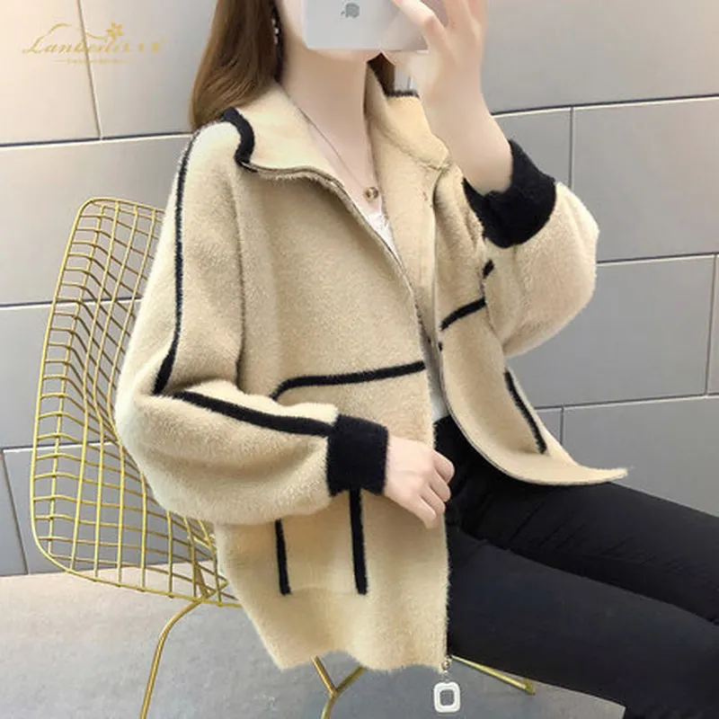 Весна и осень Новое поступление женские модные свободные короткая заметка норки кашемировое пальто