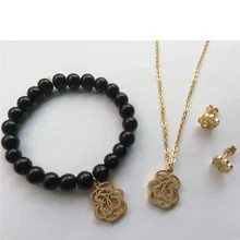 Медведь из нержавеющей стали серьги ожерелье ювелирные браслеты и кулоны набор медведей цветок набор ювелирных подвесок лучший подарок на вечеринку