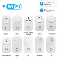 EU Smart Plug WiFi Socket power energy meter 10A/16A Power Monitor Timing Function Tuya SmartLife APP Control Works