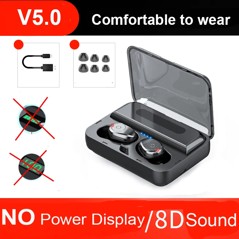 Mini TWS Bluetooth Earphones 5.0 Wireless Headphones HD Stereo Noise Cancelling Earbuds Headset For xiaomi iPhone X Samsung S7 - Цвет: Without LED Display