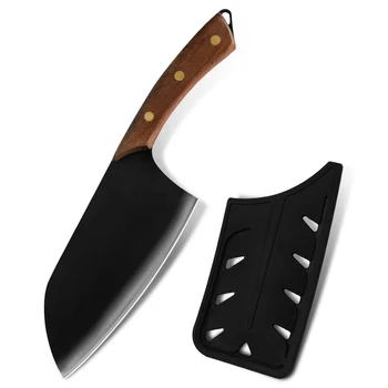 

Sowoll Cleaver Knife Professional 7 Inch Kitchen Meat Chopping Stainless Steel Slicing Chef Knife Wenge Wood Handle With Sheath