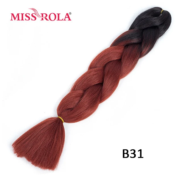 Miss Rola Synthetic Support Wholesale 100g 24 Inch Jumbo BraidsPink Green Yellow High Temperature Fiber Ombre Hair Extensions B31