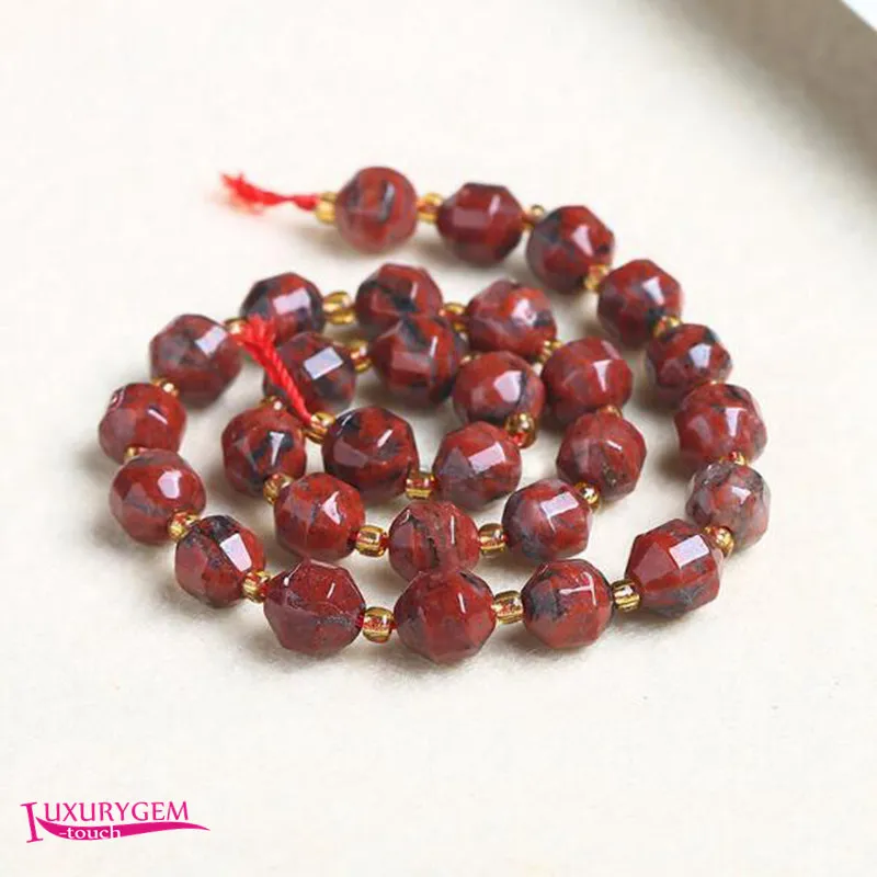 

Natural Red Sesame Jaspers Stone Spacer Loose Beads 6/8/10mm Faceted Olives Shape DIY Jewelry Making Bead a3819