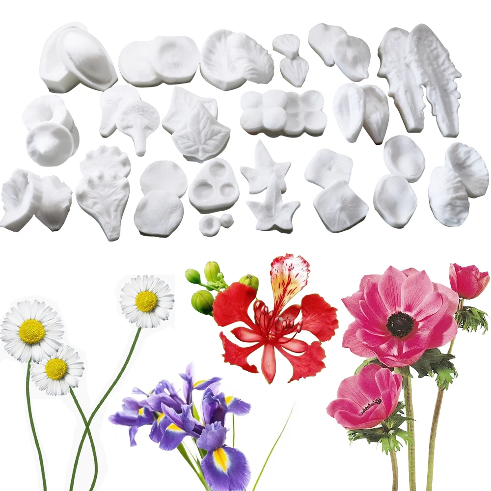29 Styles 3D Flower Petals Flower Silicone Mold Fondant Cake Decorating Tools Chocolate Confeitaria Baking KitchenMoulds M2675 Silicone mold,cake decorating tools