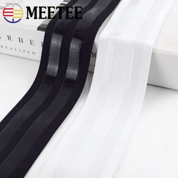 

Meetee 2/4Meters 5cm Black White Nylon Polyester Non-slip Silicone Elastic Band DIY Clothes Sewing Pants Belt Stretch Band EB038
