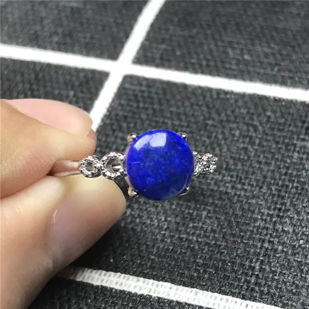 8x6 мм натуральный Королевский Синий Лазурит кольцо для женщин леди хрустальные бусины Драгоценный Камень Регулируемое модное кольцо ювелирные изделия ааааа