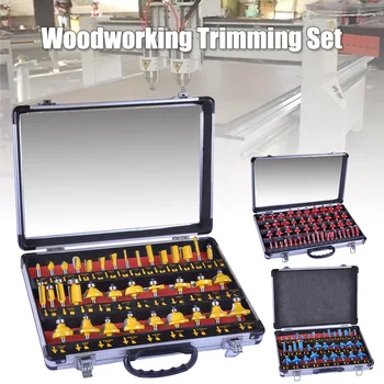 

35pcs Carbide Tip Router Bits Set Shank Woodworking Cutter Bit Kit Trimming 1/4inch 1/8inch JA55
