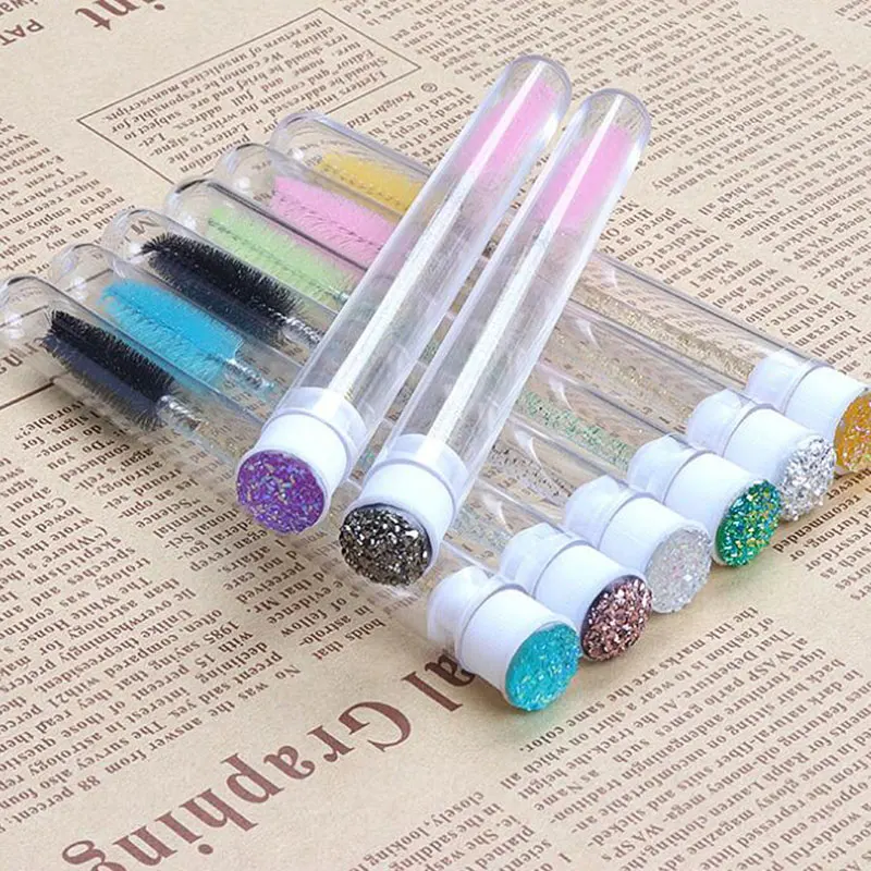 Mascara Wands Eyebrow Brush Eyelash Brush Eyelash Kits Disposable Reusable Diamond Sparkling Dust-Proof Bling Tube eyelashes brush comb,makeup brushes,eyelashes brush,disposable eyelash brushes,makeup set,makeup tool set,eyelash accessories
