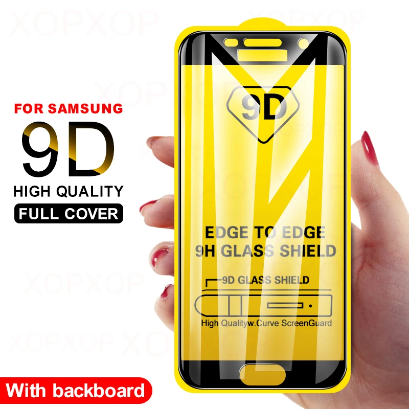 9D полное покрытие закаленное стекло для Samsung Galaxy A5 A6 A7 A8S A9 защита экрана J8 J3 J4 J5 J6 J7