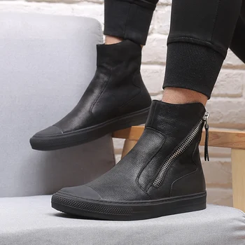 

2020 Winter Men's Chelsea Casual Boots Men British Style Ankle Boots Fashion Hight-Top Side Zipper Leisure Shoes