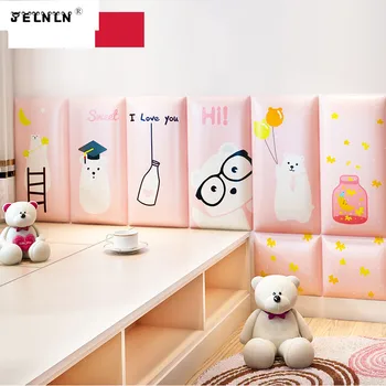 

Pink bear children soft bag kindergarten anti-collision 3d wall stickers tatami surrounding baby background foam wall stickers