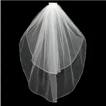 Свадебные вуали с бисером по краям, дешевые свадебные аксессуары, элегантный модный стиль, расческа