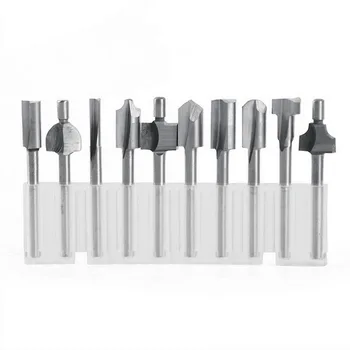 

Trimming Knife Router Bits 10Pcs Woodworking Wood Milling Cutter Sets 3mm 1/8" HSS Shank Router Bits Kit For Carving Drilling