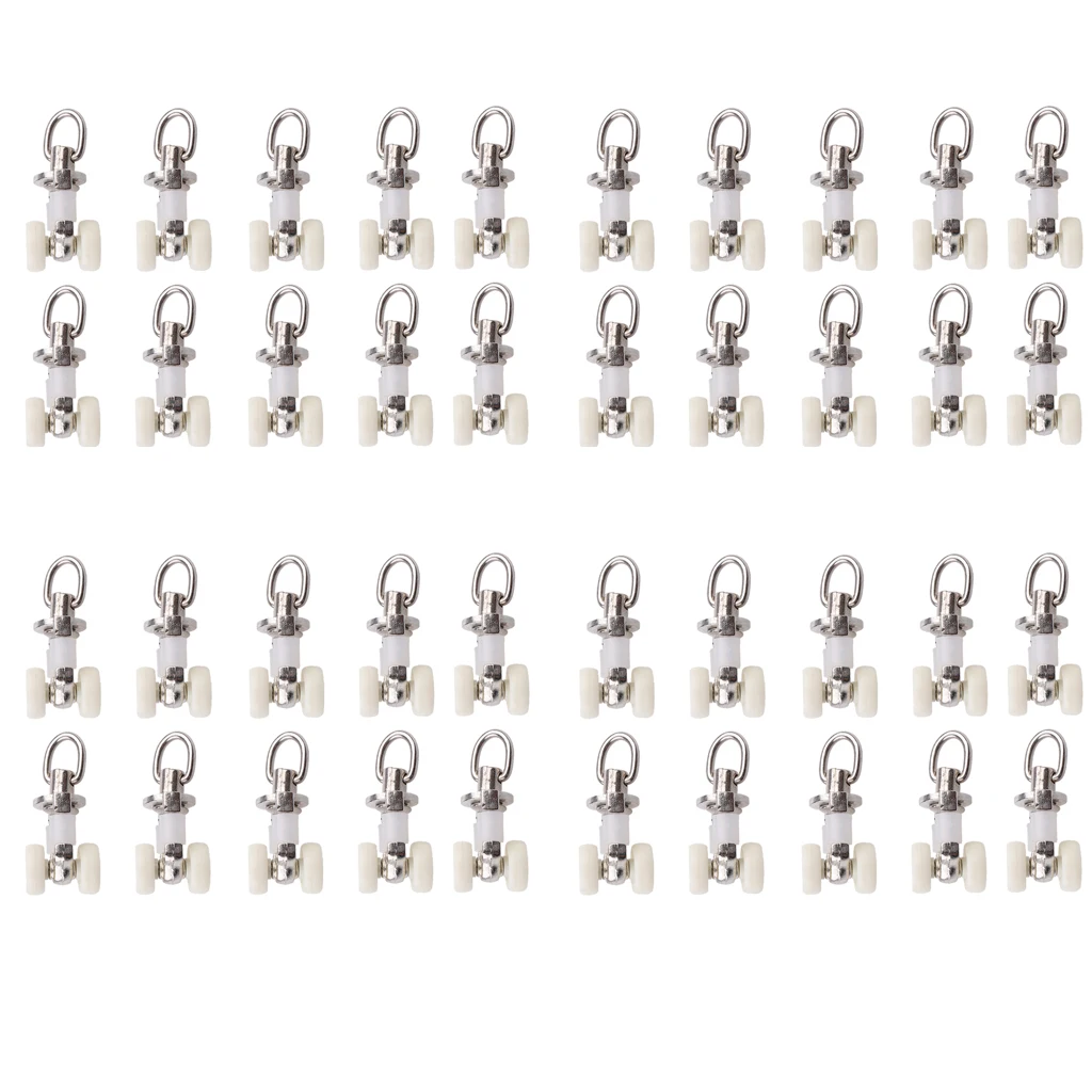 40pcs Durable Aluminum Alloy Window Curtain Track Rail Rollers, Silent Runner