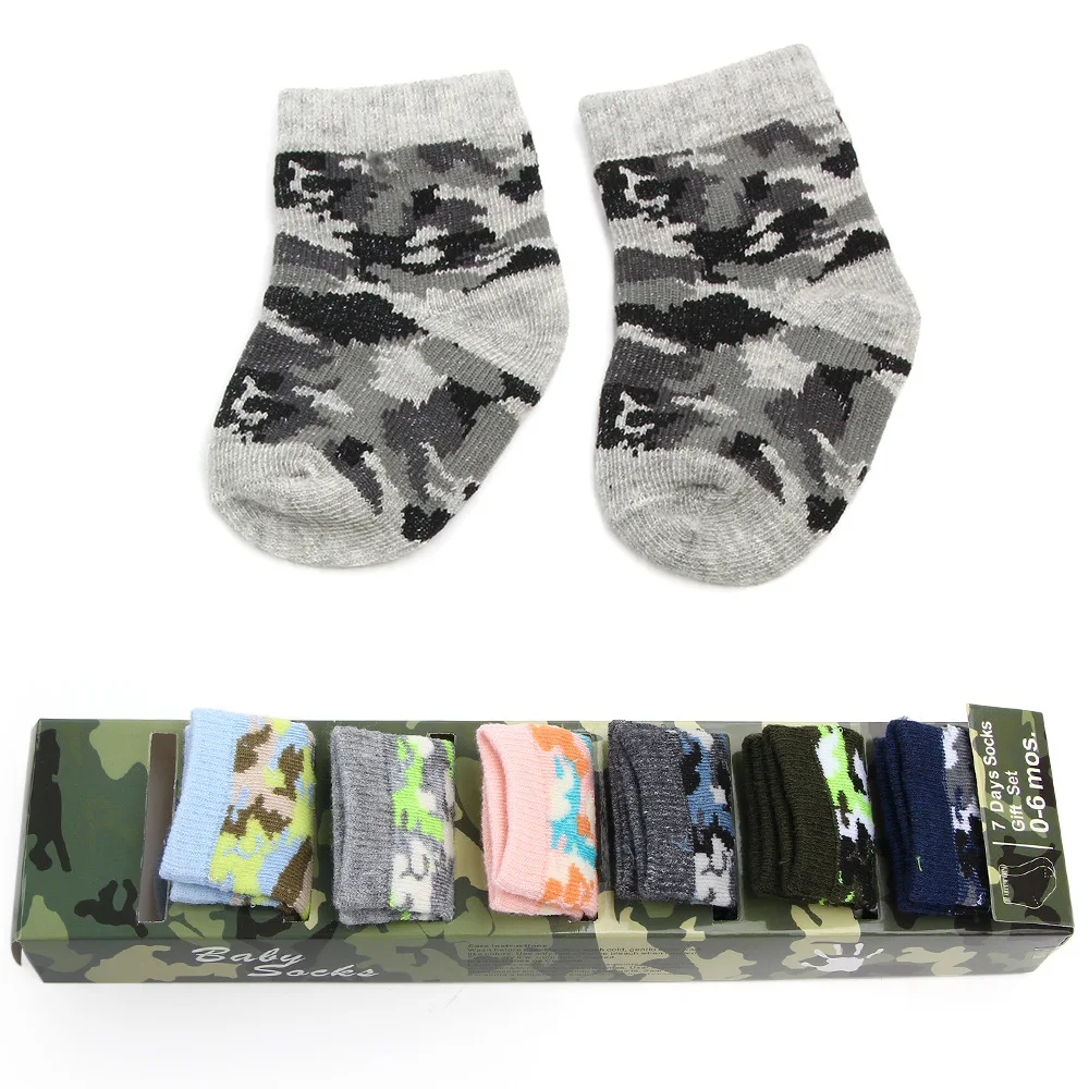 FOCUSNORM/7 пар хлопковых носков для новорожденных мальчиков и девочек, осенне-зимние мягкие дышащие носки, От 0 до 6 месяцев