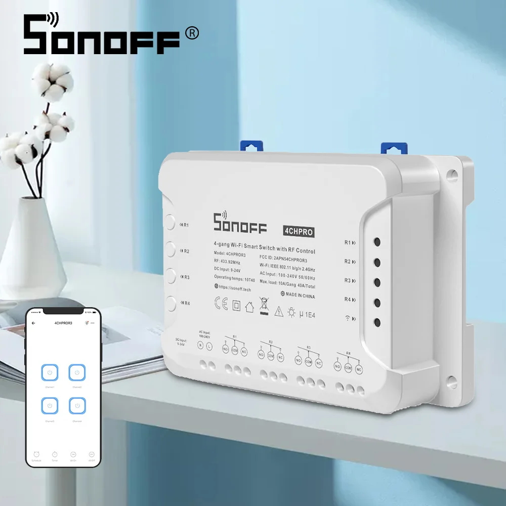 Смарт переключатель SONOFF 4CH Pro R3 4 Gang WIFI 433 мгц радиочастотный беспроводной 220 В