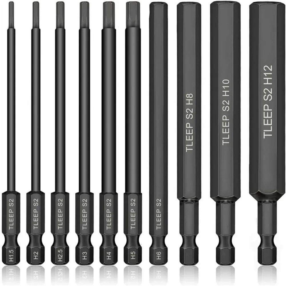 10Pcs Hex Head Allen Wrench Drill Bits Set 100mm SAE Metric Allen