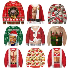 2019 Уродливый Рождественский свитер, забавный свитер для рождественской вечеринки, мужские и женские свитера с длинным рукавом, 3D пуловер