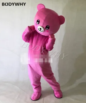 

2020 Pink Bear Mascot Costumes Clothes Marriage 1pcs Cosplay Dress Outfit Advertising Wedding Costume Props