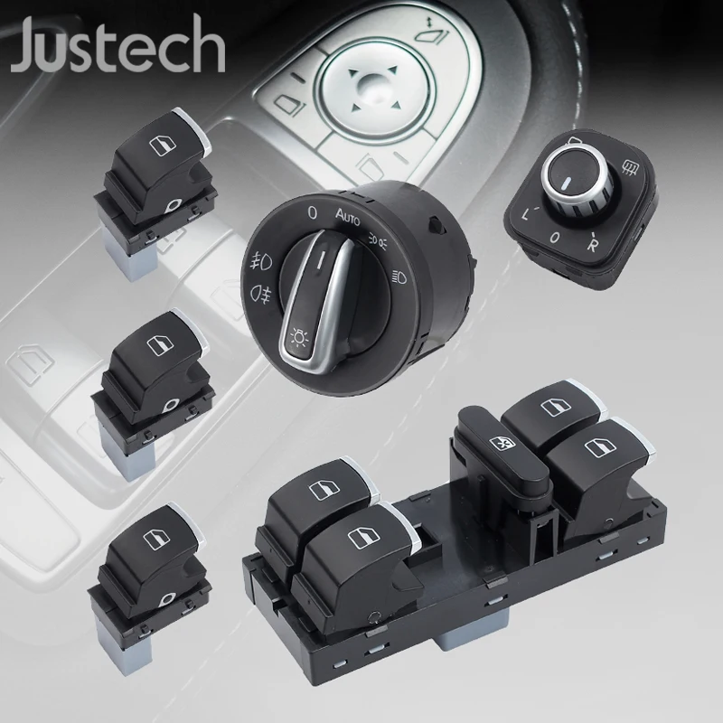 Jutech 6 шт. набор переключателей 5ND959857 для VW Golf Jetta Хромированная фара евро + боковое