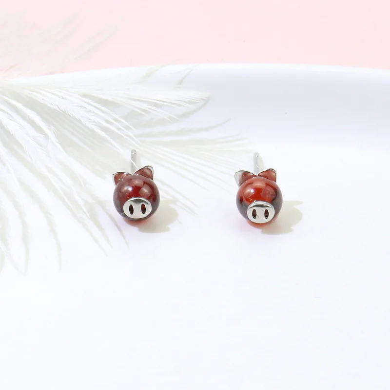 New Power Pig this year design feel silver - plated earrings simple small lovely transit earrings. | Украшения и аксессуары